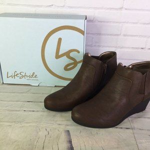 LifeStride Nayelle Wedge Ankle Boots Bootie Brown